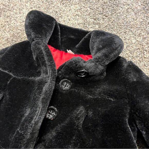 Kids Black Faux Fur button up Coat - Picture 2 of 11